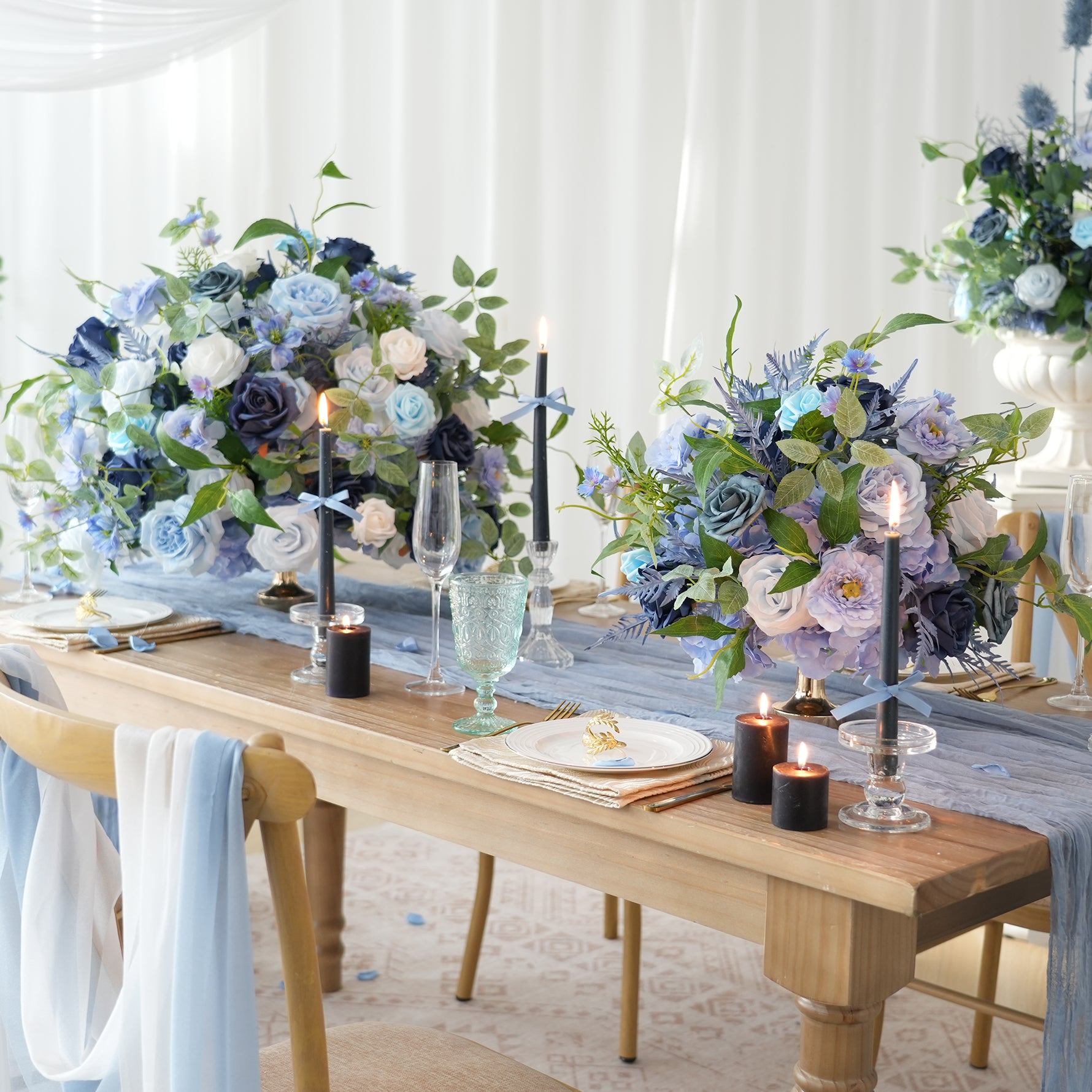 Blue Greenery Floral Row Table Centerpiece Ball Floor flower KT