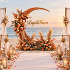 Rust orange faux ground flower arrangement for wedding stage