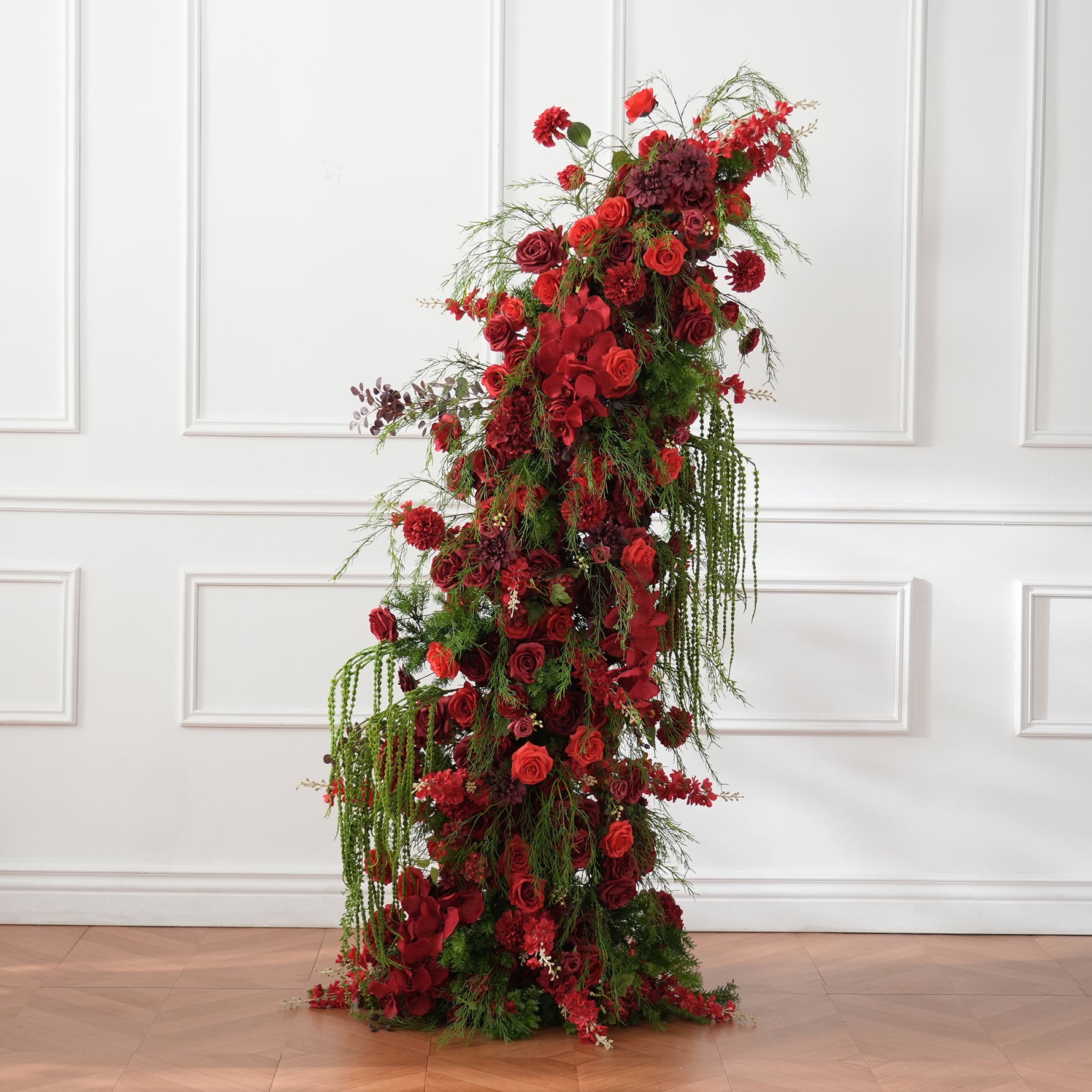 アローネ　フェデル　③ バラ A9158 Red Delphinium Vine Flower Arrangement Cloth Base Horn Arch