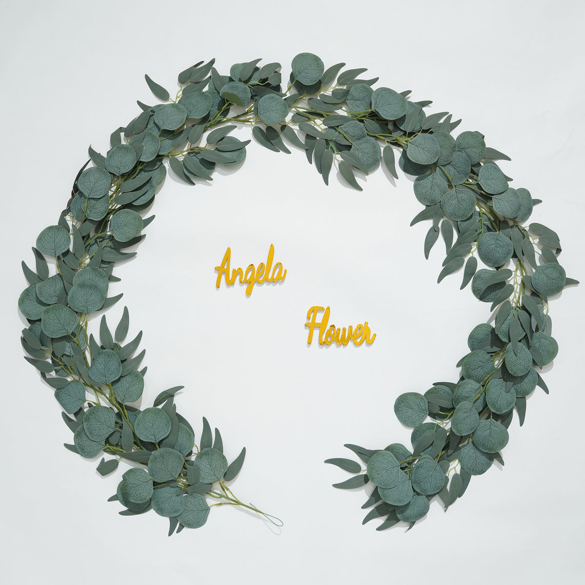 Artificial green eucalyptus strand for event arch decor