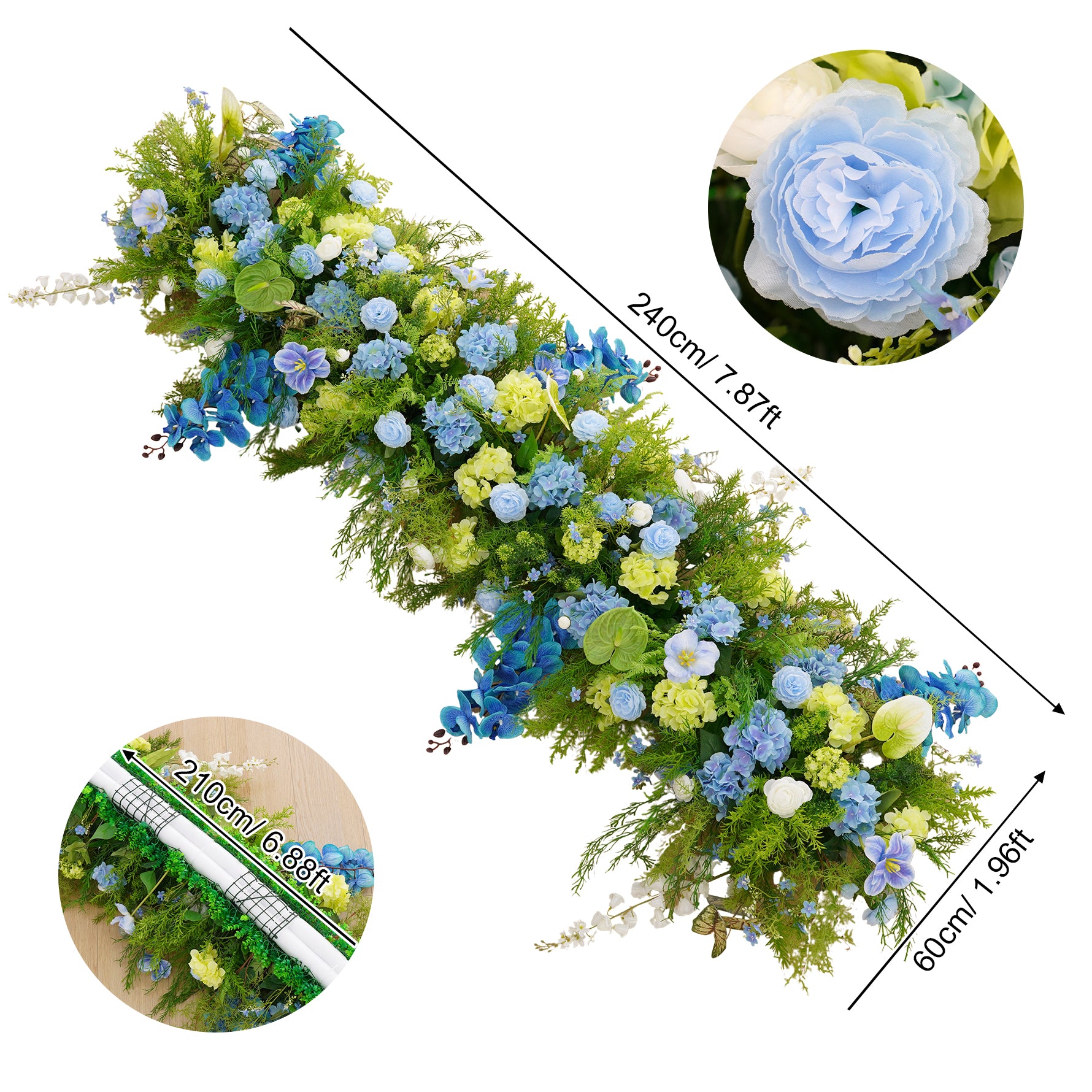A9016 Mori Greenery Orchid Flower Row Wedding Ceremony Backdrop