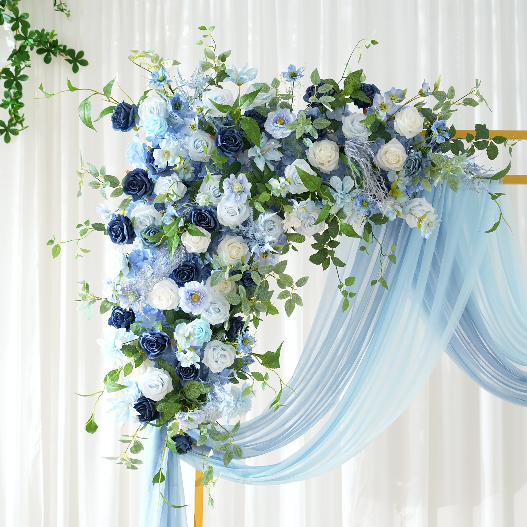 A9076 Artificial Blue Rose Greenery Hanging Flower Arrangement