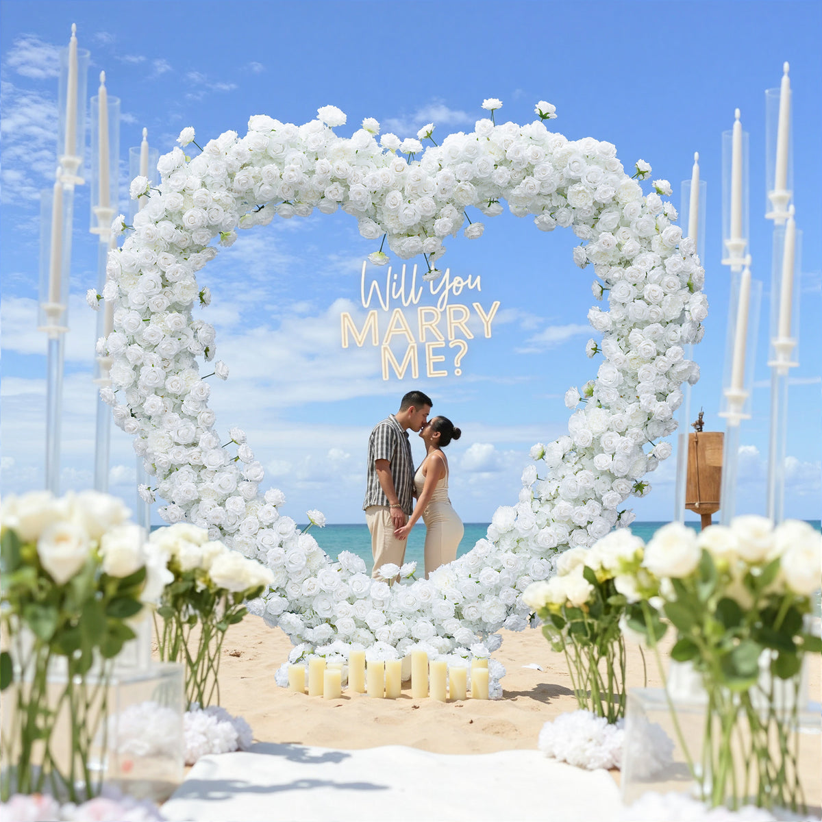 Engagement photo booth heart floral frame