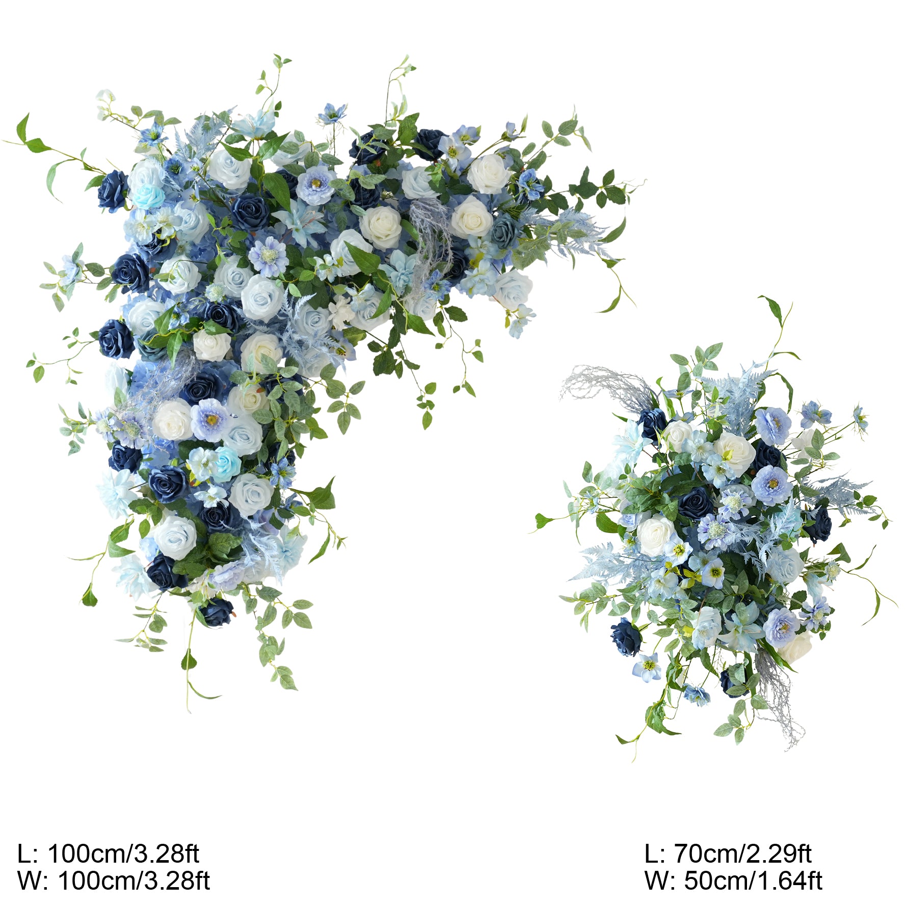 A9076 Artificial Blue Rose Greenery Hanging Flower Arrangement
