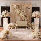neutral tan ivory pampas grass floral arrangement