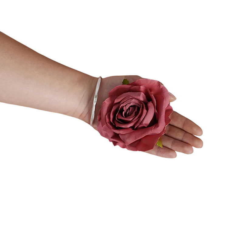 Wine red artificial rose head moody wedding decor