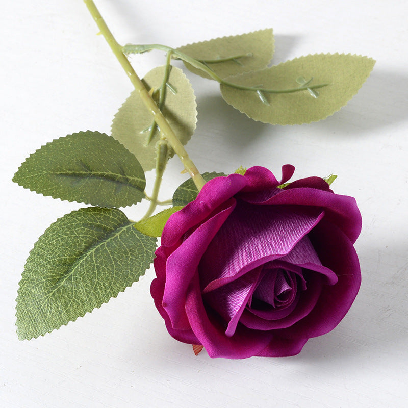 Blue artificial long stem silk rose