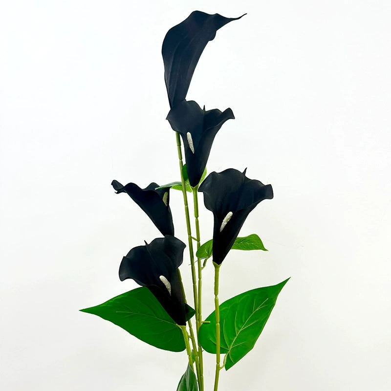 faux calla lily stem with green leaves for floral arrangement
