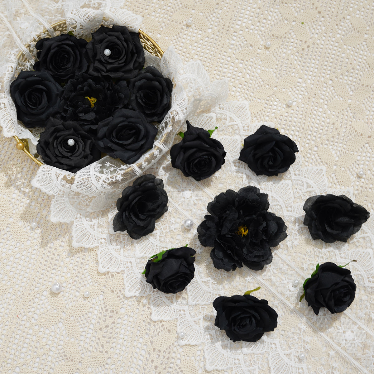 Faux black peony bloom cap for wedding flower arrangements