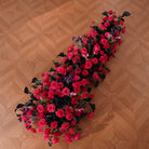 gothic-wedding-silk-flower-runner-red-rose-arrangement