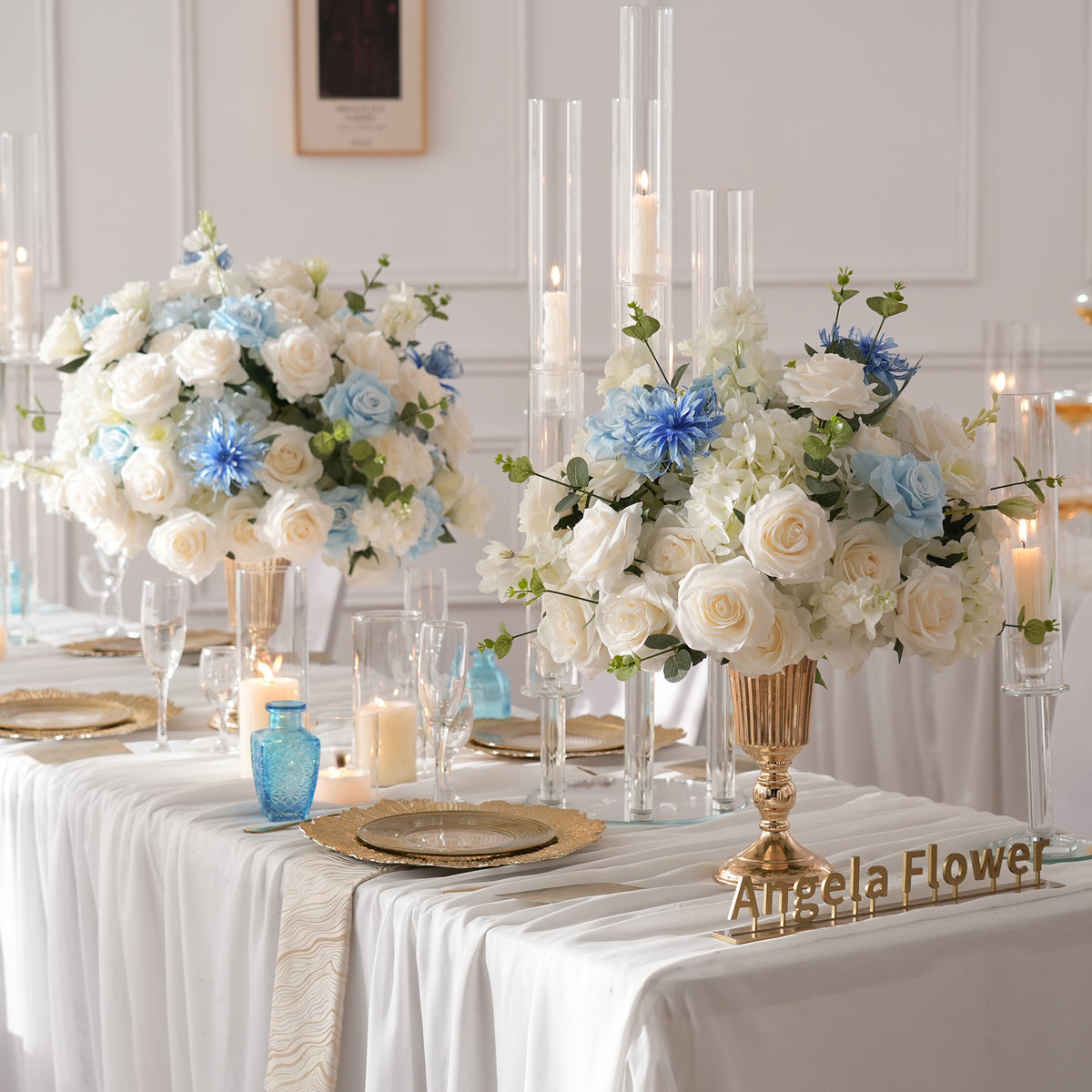 Premium silk rose hydrangea table centerpiece for wedding event