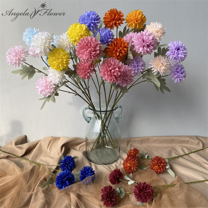 Colorful Artificial PomPom Flower Stems for DIY Floral Arrangements
