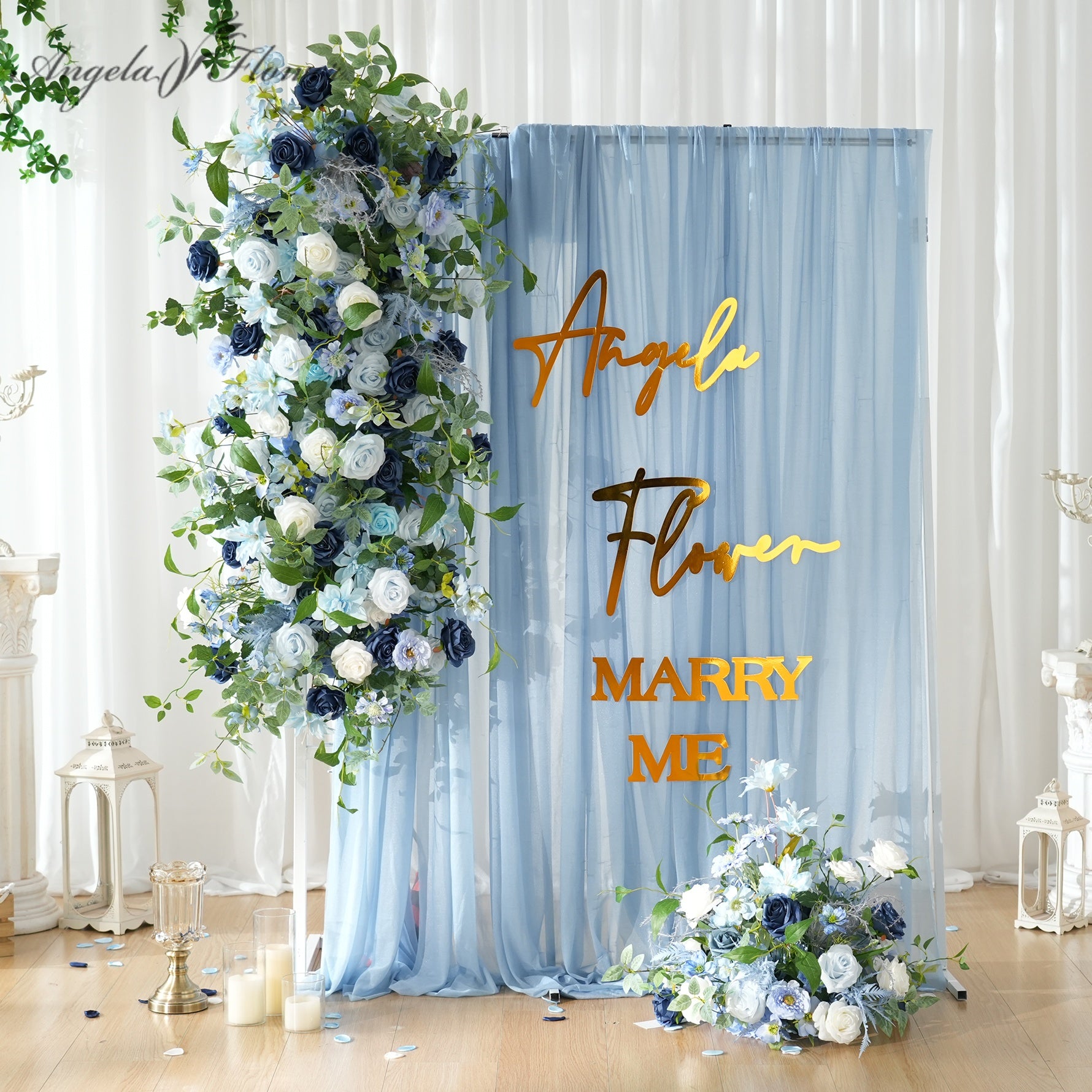 Eleonore（flower） Pink Flower With Greenery Arrangement Wedding Horn Arch Decor