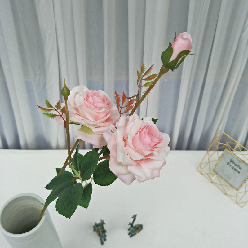 1. Cream white faux rose long branches