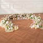 blush rose hydrangea artificial floral row event decoration