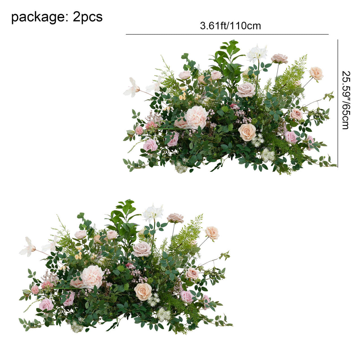 Artificial floral swags for round metal arch