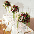 luxury red and blush rose table centerpiece for banquet