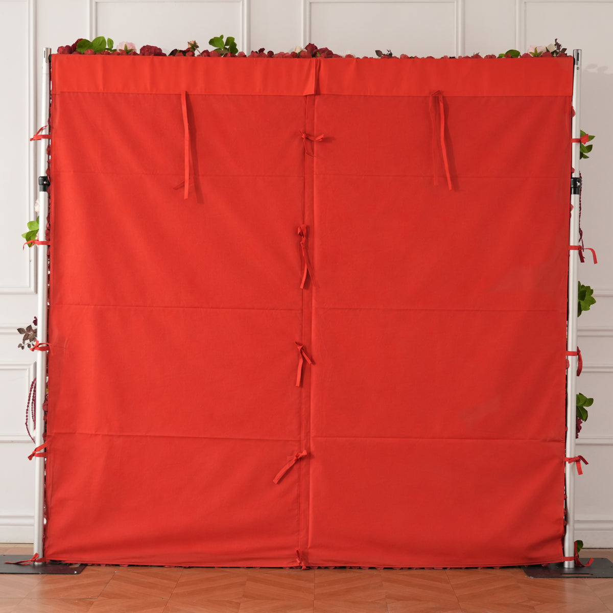Fabric base artificial flower wall for repeated event use