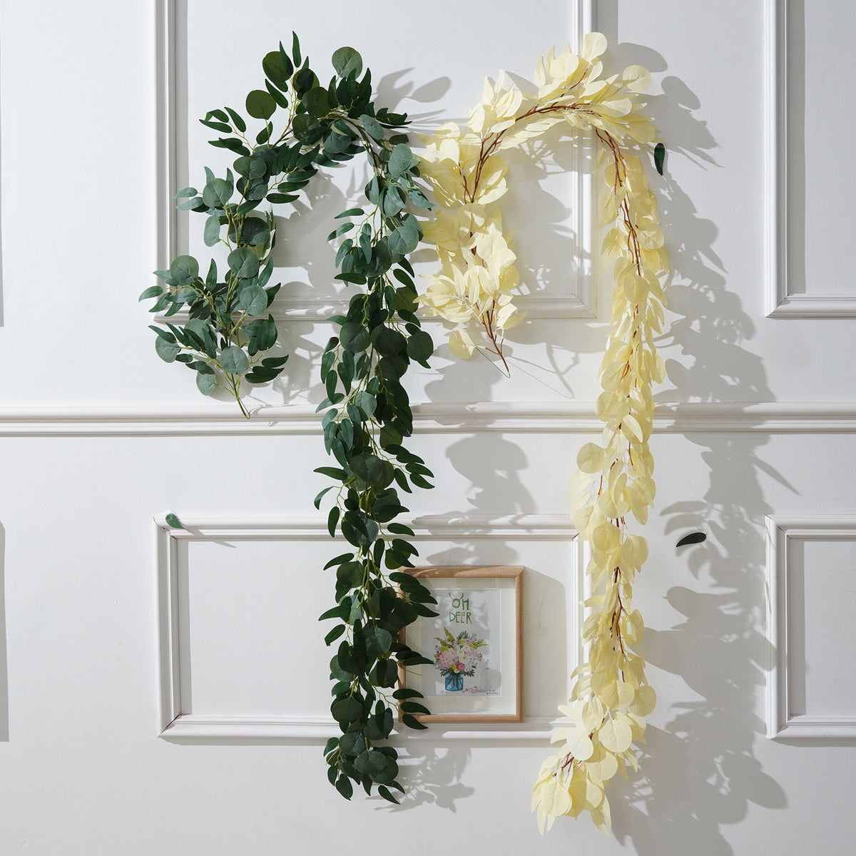 Fall colored artificial eucalyptus strand for party backdrop