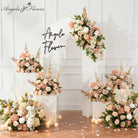 neutral tone artificial arch floral arrangement for wedding backdrop