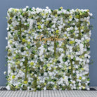 Premium botanical style artificial flower wall panel, white silk roses and greenery for wedding event backdrop
