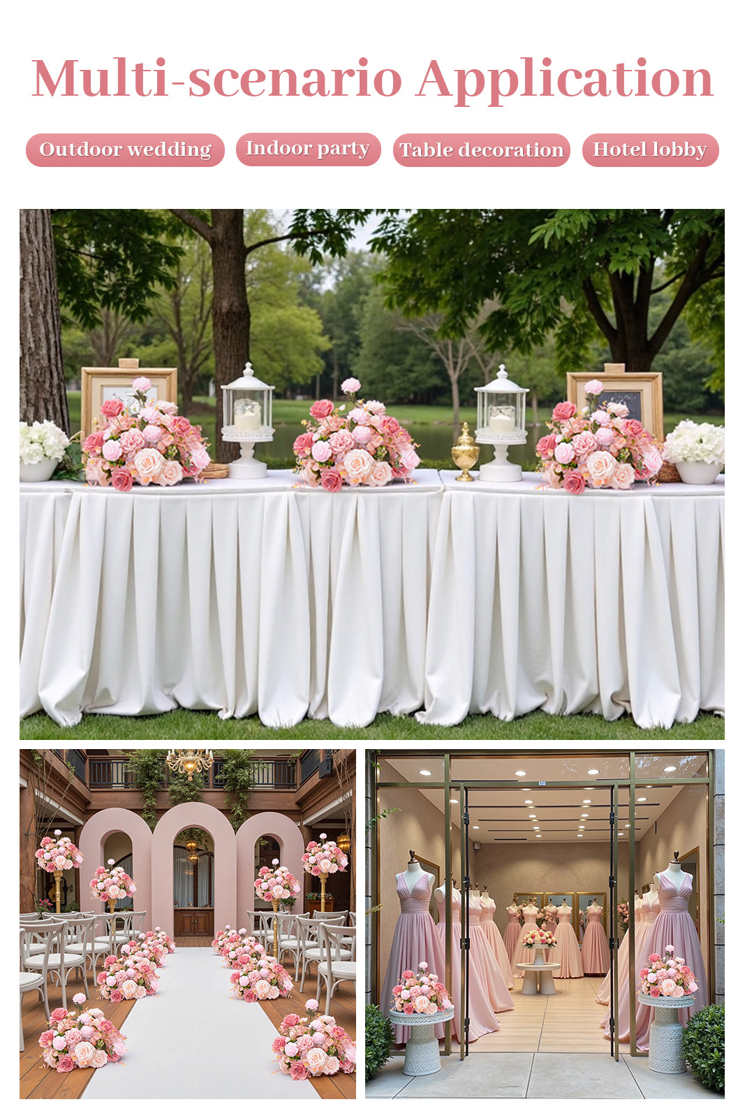 A8141 2pcs Pink Rose Table Centerpieces Wedding Event