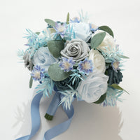 A9006 Artificial Blue Rose Eucalyptus Bridal Bouquet Wedding Photoshoot Supplies
