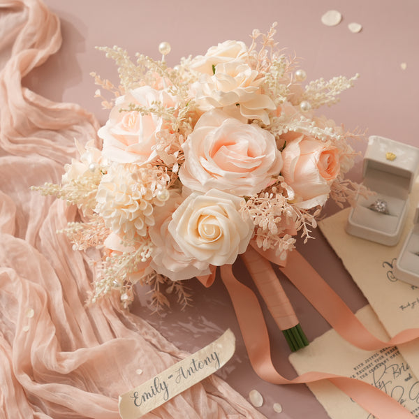 A9007 Artificial Pink Bridal Bouquet Wedding Reception Flower Arrangement Supplies