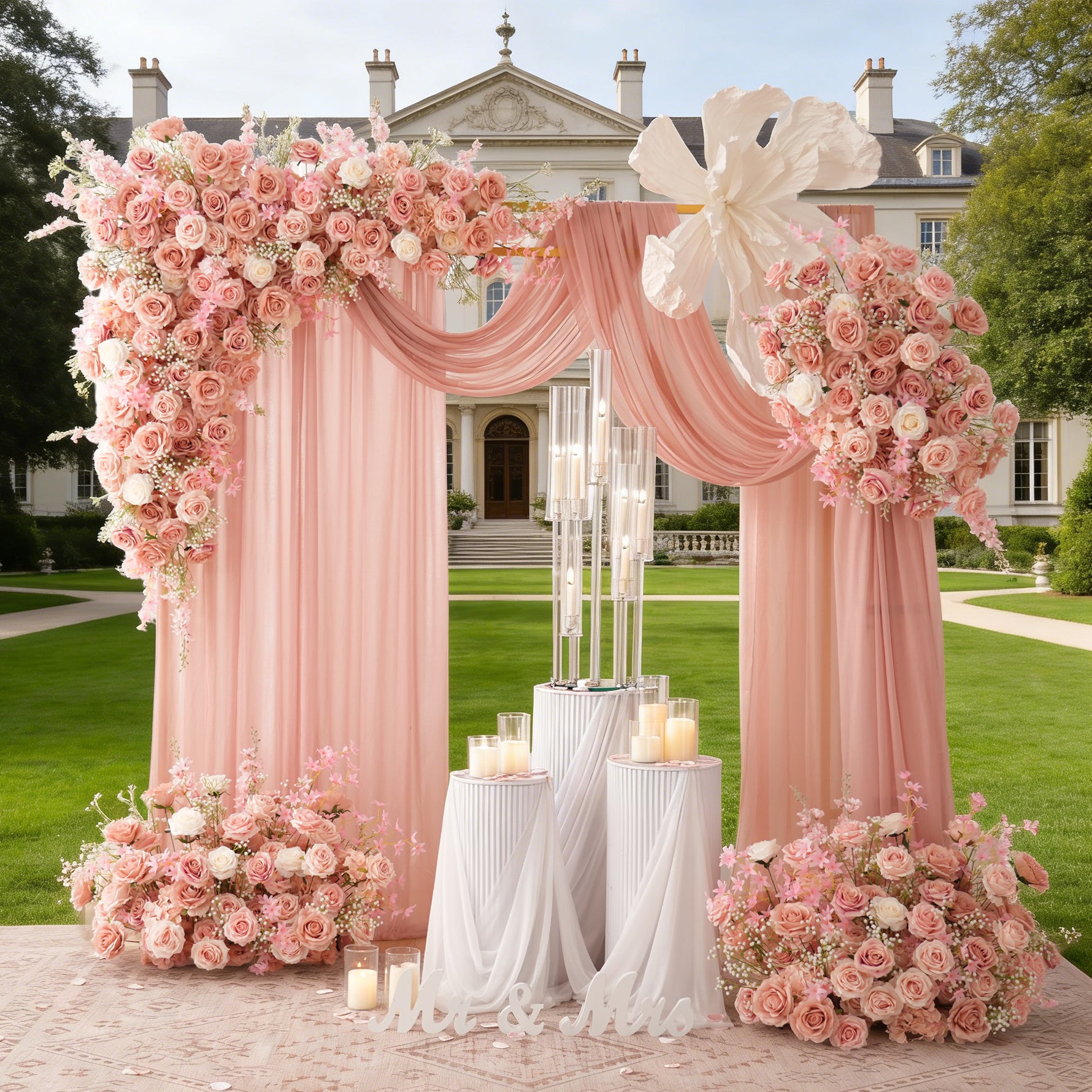 Artificial Pink Rose Babys Breath Hang Flower Window Display