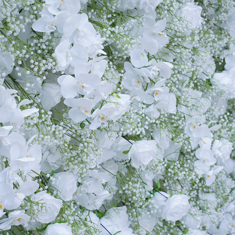 White green artificial flower wall prop for wedding, and photoshoot backgrounds