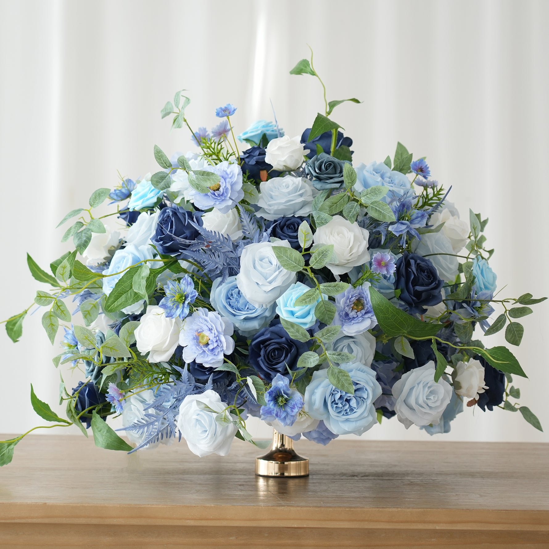 A9076 Blue Greenery Floral Row Table Centerpiece Ball Floor flower