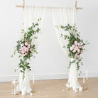 Blush silk flower swag bridal backdrop
