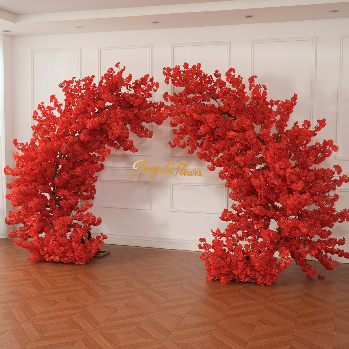 faux cherry blossom flower base to attach on round arch