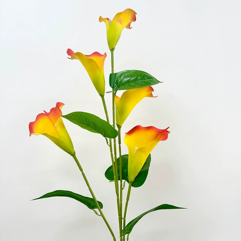 Yellow silk calla lily stem for table centerpiece