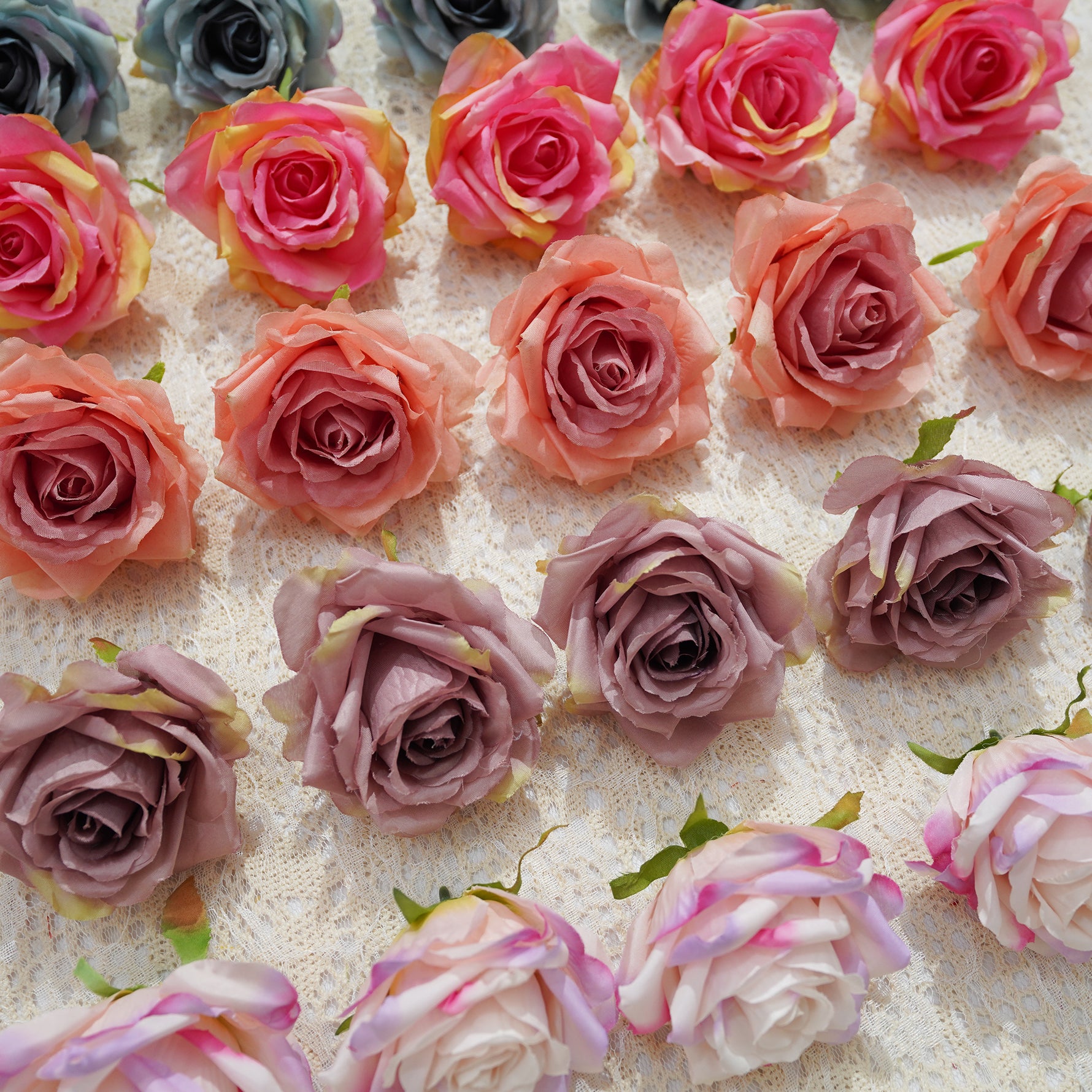 Black silk rose head decorative flower
