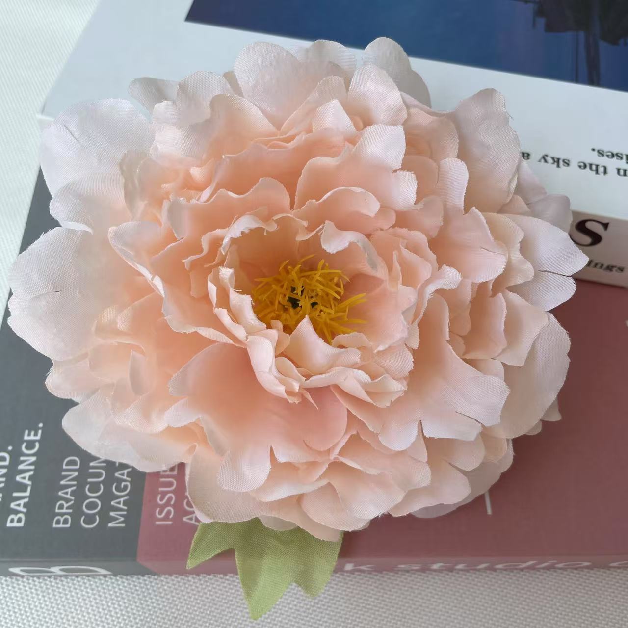 silk peony head close view artificial wedding flower