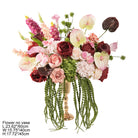 Blush & maroon mixed faux floral table centerpiece for fall wedding events