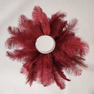 Single ostrich feather centerpiece in gold vase isolated studio shot