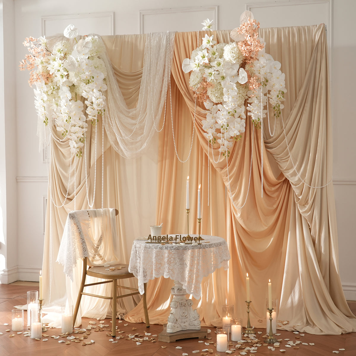 White wedding hanging flower for reception 