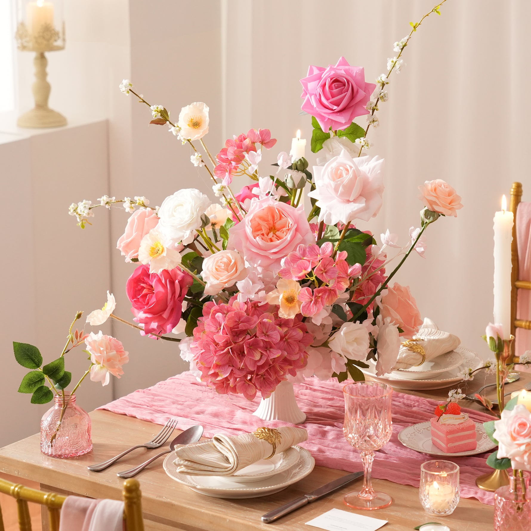 artificial spring flower arrangement wedding decor