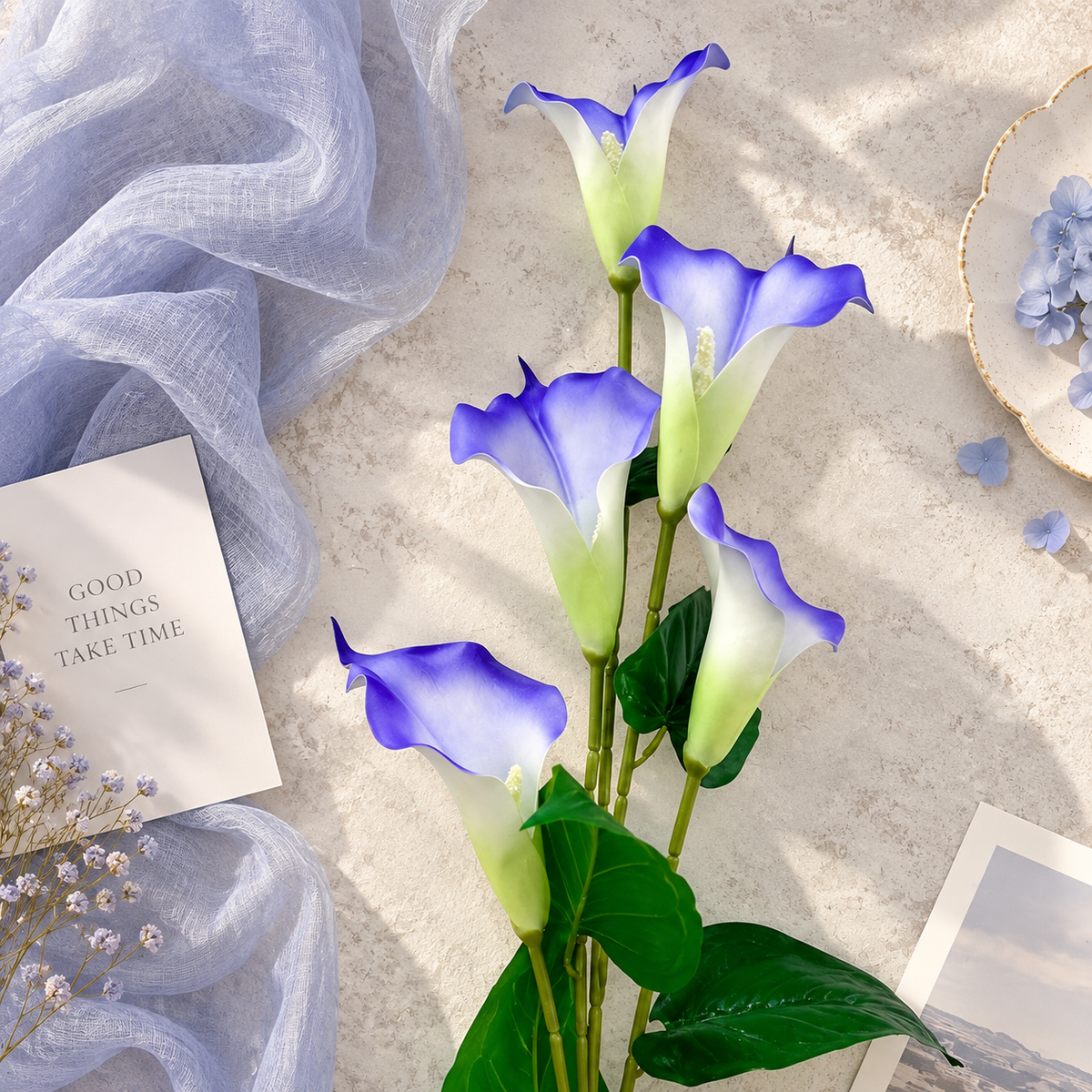 Violet silk calla lily for wedding flower arrangements