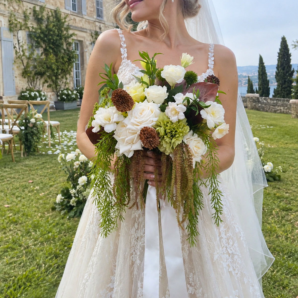 rustic-wedding-flower-centerpiece-gold-vase