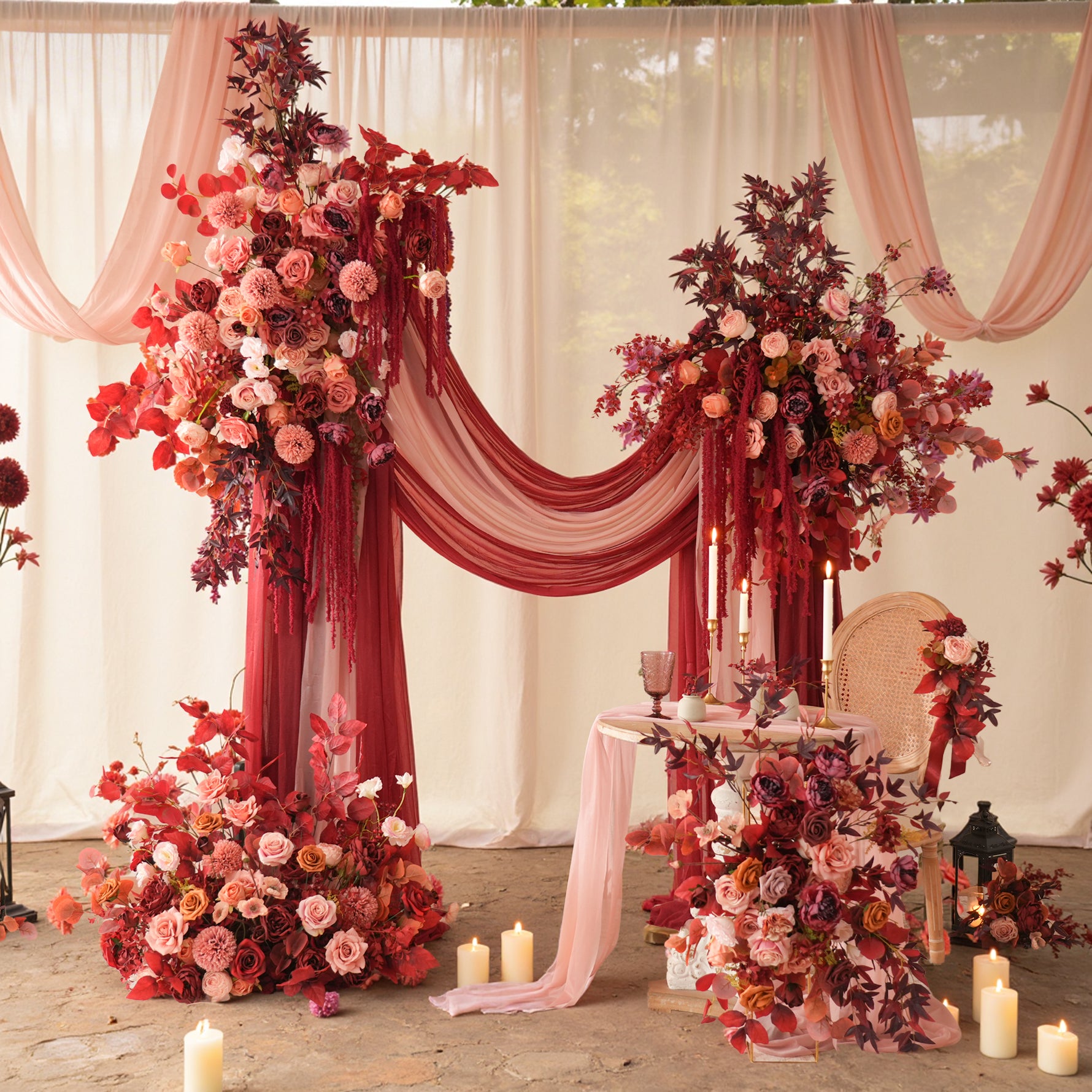 A9063 Bean Paste Artificial Rose Vine Hang Floral Arrangement