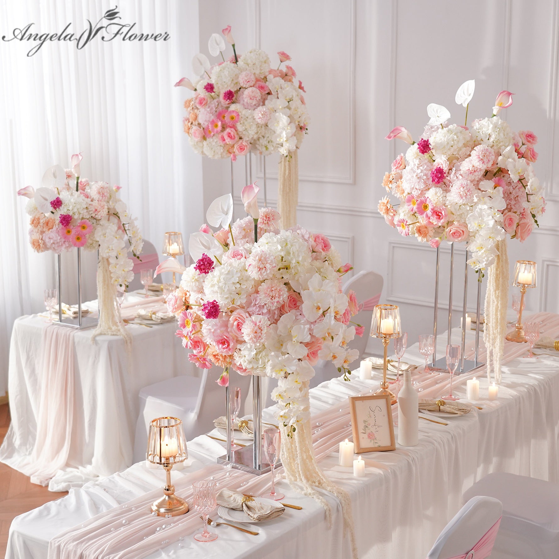 blush‑pink‑ivory‑tall‑wedding‑table‑centerpiece‑hydrangea‑calla‑lily‑arrangement