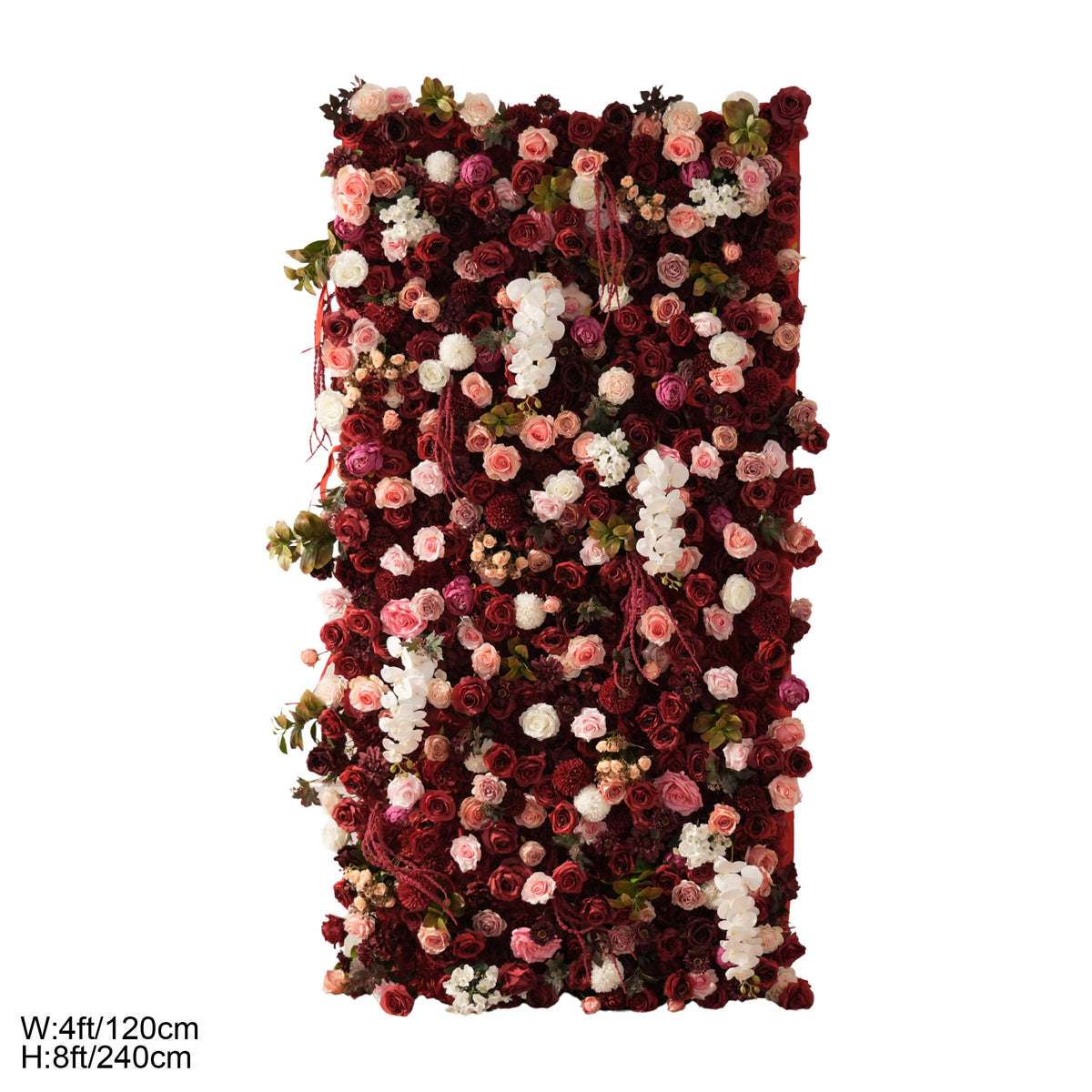 Flower wall photo backdrop for wedding ceremony portraits