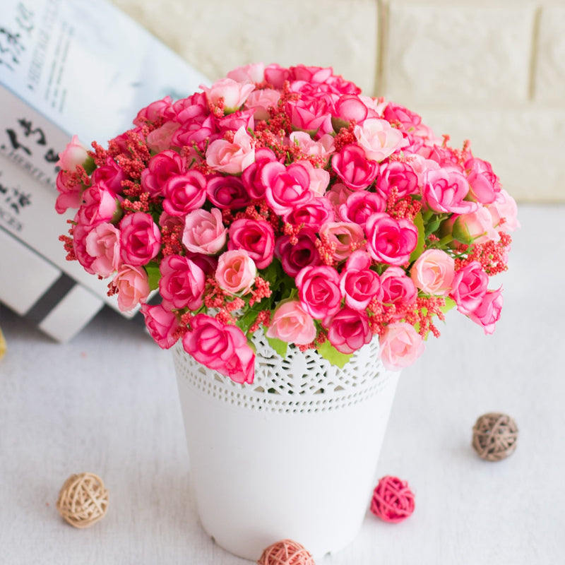 fake_small_rose_red_pink_mixed_stem