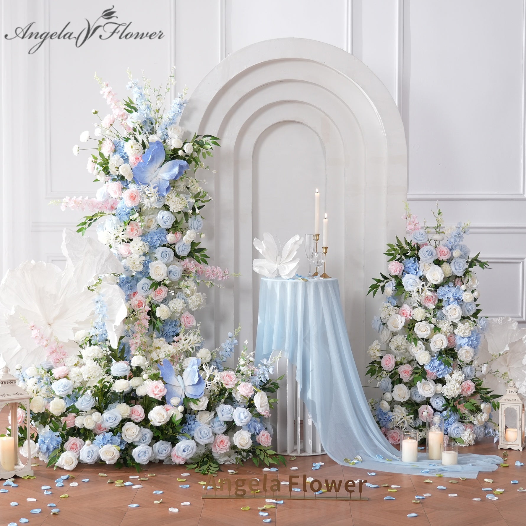 エンジェル　花台 Wedding Flower decoration, Flower wall, Table Flower Centerpiece