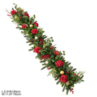 Classic red and green christmas arch decor set with big red bow, star ornament and gift boxes