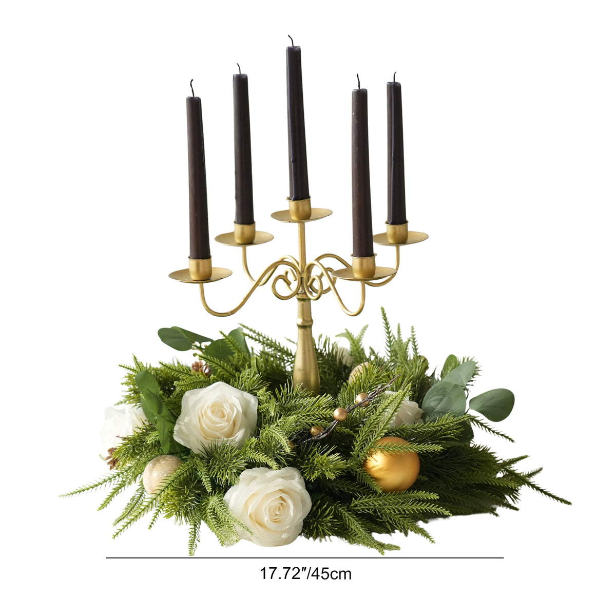 Winter wedding reception table centerpiece faux floral ring