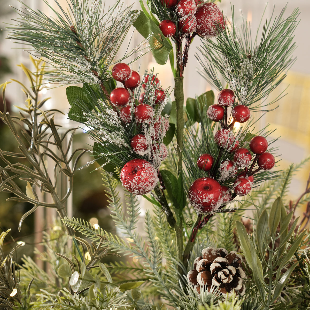 Compact Christmas greenery bush for holiday dining table decor